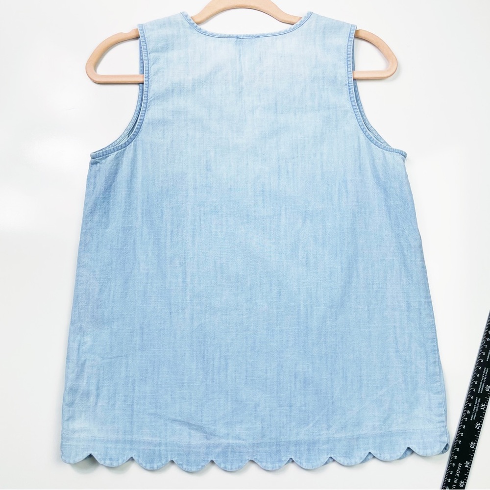 J. Crew Factory Light Blue Sleeveless Scallop Hem Top - Picture 8 of 11